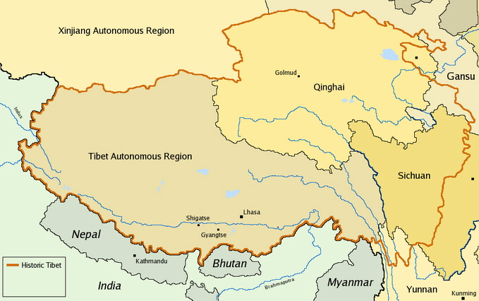 alte und neue Grenze Tibets
